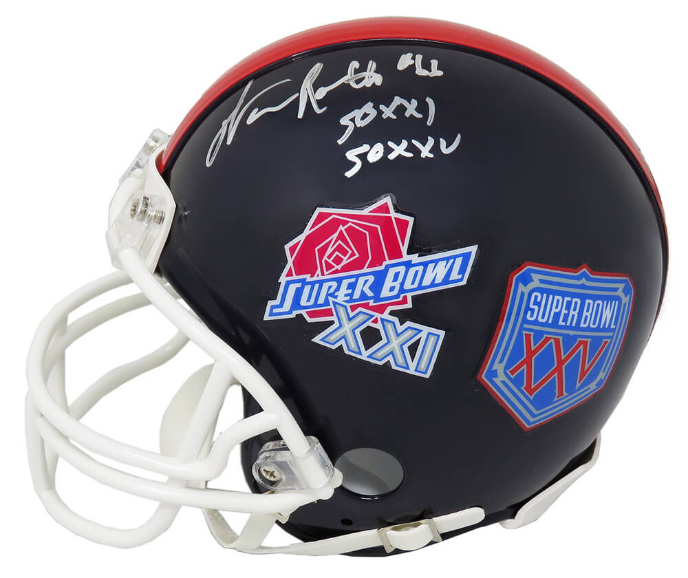 William Roberts Signed New York Giants Super Bowl XXI & XXV Champs Logo Riddell Mini Helmet w/SB XXI, SB XXV - ROBMIN321 - William Roberts Signed New York Giants Super Bowl XXI & XXV Champs Logo Riddell Mini Helmet w/SB XXI, SB XXV product image