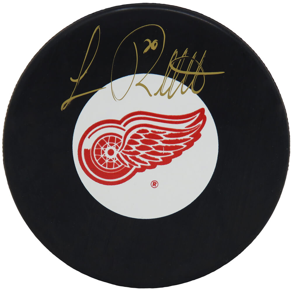 Luc Robitaille Signed Detroit Red Wings Logo Hockey Puck - ROBPUC403 - Luc Robitaille Signed Detroit Red Wings Logo Hockey Puck product image