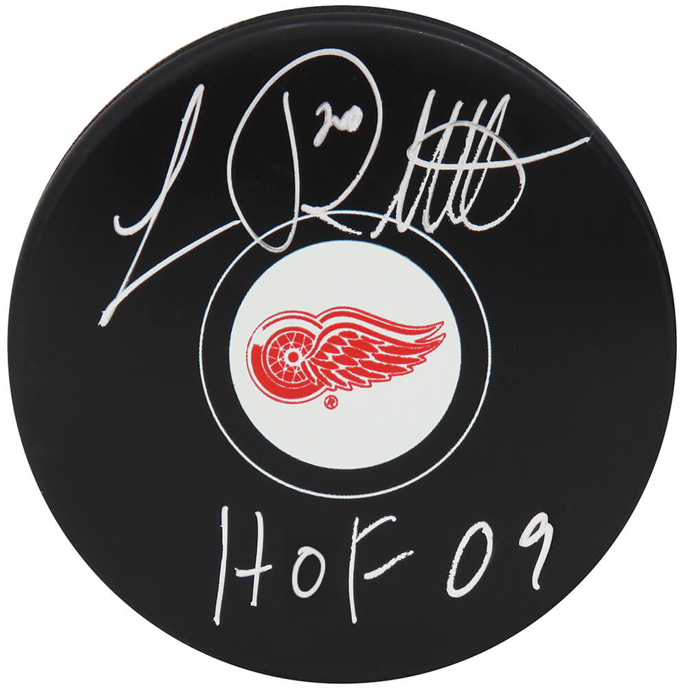 Luc Robitaille Signed Detroit Red Wings Logo Hockey Puck w/HOF'09 - ROBPUC404 - Luc Robitaille Signed Detroit Red Wings Logo Hockey Puck w/HOF'09 product image