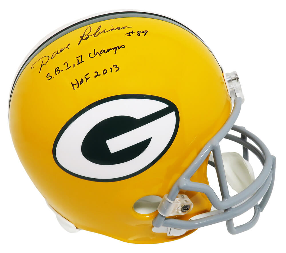 Dave Robinson Signed Green Bay Packers Throwback Riddell Full Size Replica Helmet w/SB I, II Champs & HOF 2013 - ROBREP310 - Dave Robinson Signed Green Bay Packers Throwback Riddell Full Size Replica Helmet w/SB I, II Champs & HOF 2013 product image