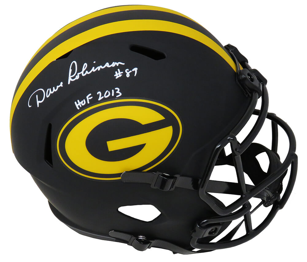 Dave Robinson Signed Green Bay Packers Eclipse Black Matte Riddell Full Size Speed Replica Helmet w/HOF 2013 - ROBREP313 - Dave Robinson Signed Green Bay Packers Eclipse Black Matte Riddell Full Size Speed Replica Helmet w/HOF 2013 product image