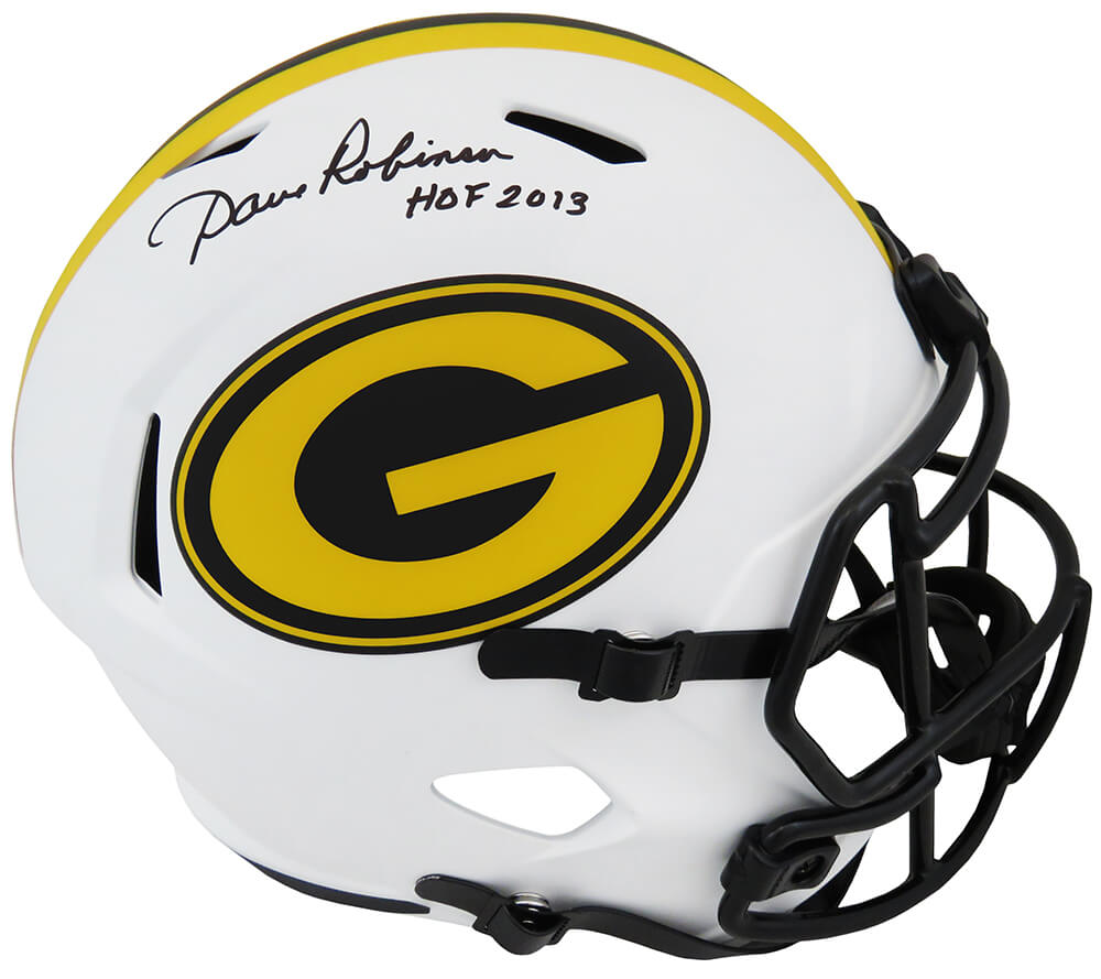 Dave Robinson Signed Green Bay Packers Lunar Eclipse White Matte Riddell Full Size Speed Replica Helmet w/HOF 2013 - ROBREP315 - Dave Robinson Signed Green Bay Packers Lunar Eclipse White Matte Riddell Full Size Speed Replica Helmet w/HOF 2013 product image