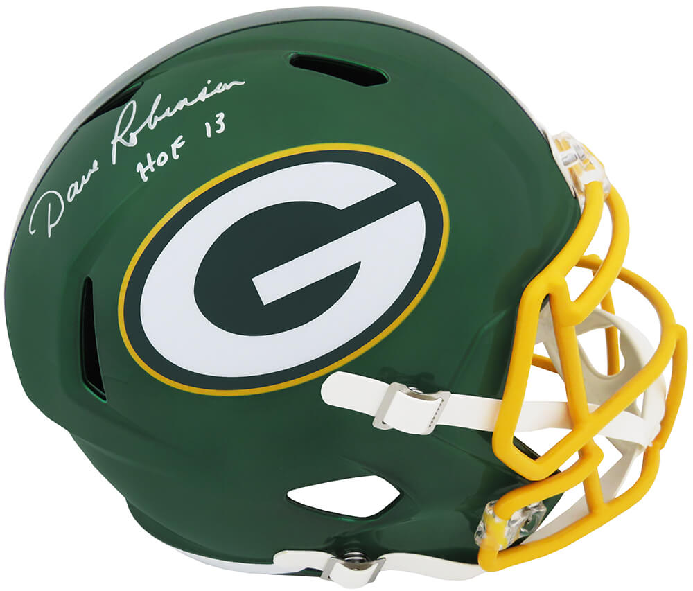 Dave Robinson Signed Green Bay Packers FLASH Riddell Full Size Speed Replica Helmet w/HOF 2013 - ROBREP317 - Dave Robinson Signed Green Bay Packers FLASH Riddell Full Size Speed Replica Helmet w/HOF 2013 product image