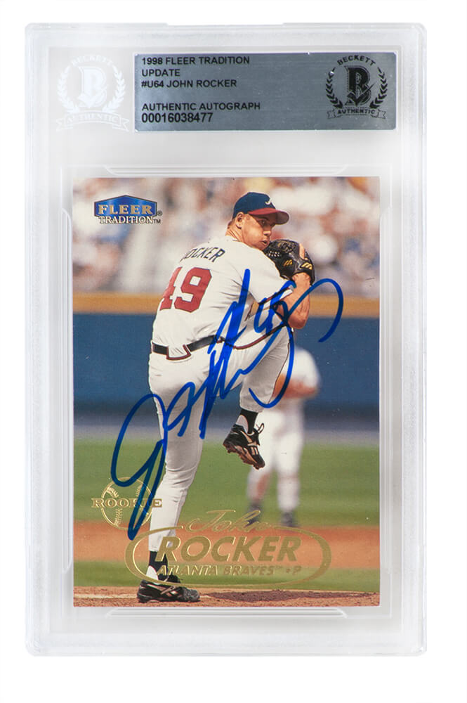 John Rocker Signed Atlanta Braves 1998 Fleer Tradition Rookie Baseball Card #U64 - (Beckett Encapsulated) - ROCCAR102 - John Rocker Signed Atlanta Braves 1998 Fleer Tradition Rookie Baseball Card #U64 - (Beckett Encapsulated) product image
