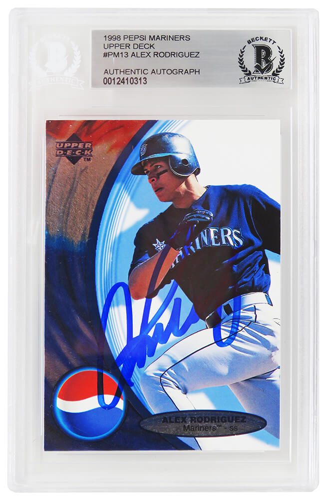 Alex Rodriguez Signed Seattle Mariners 1998 Upper Deck Pepsi Foil Baseball Card #PM13 - (Beckett Encapsulated) - RODCAR100 - Alex Rodriguez Signed Seattle Mariners 1998 Upper Deck Pepsi Foil Baseball Card #PM13 - (Beckett Encapsulated) product image