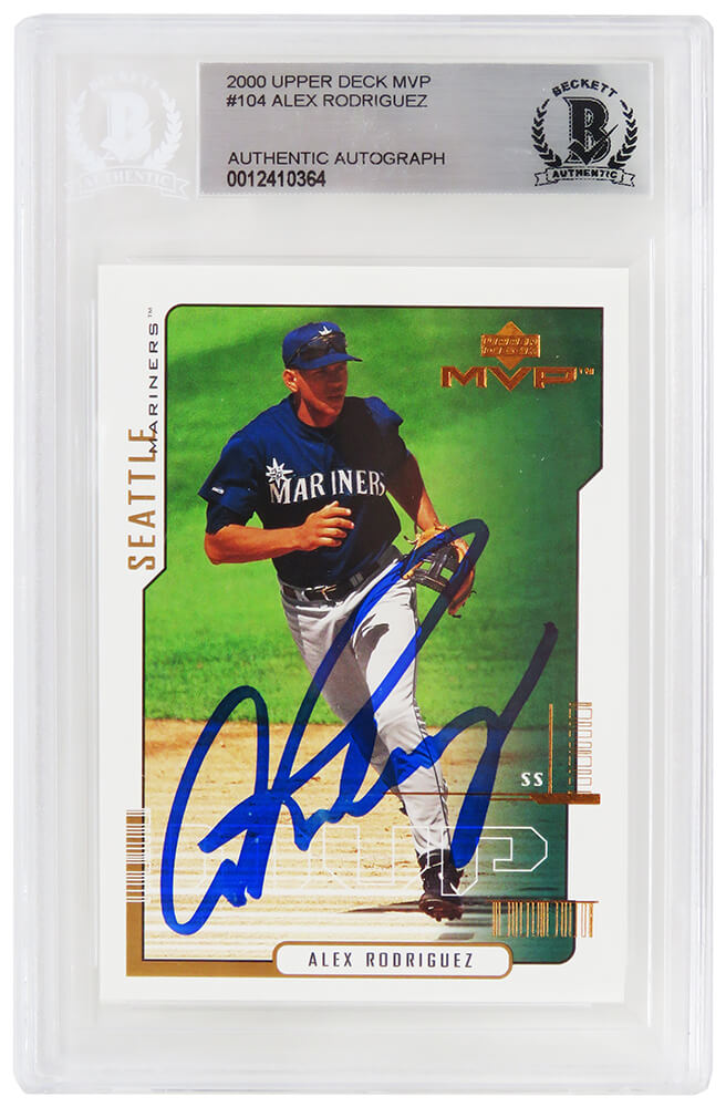 Alex Rodriguez Signed Seattle Mariners 2000 Upper Deck MVP Baseball Card #104 - (Beckett Encapsulated) - RODCAR101 - Alex Rodriguez Signed Seattle Mariners 2000 Upper Deck MVP Baseball Card #104 - (Beckett Encapsulated) product image
