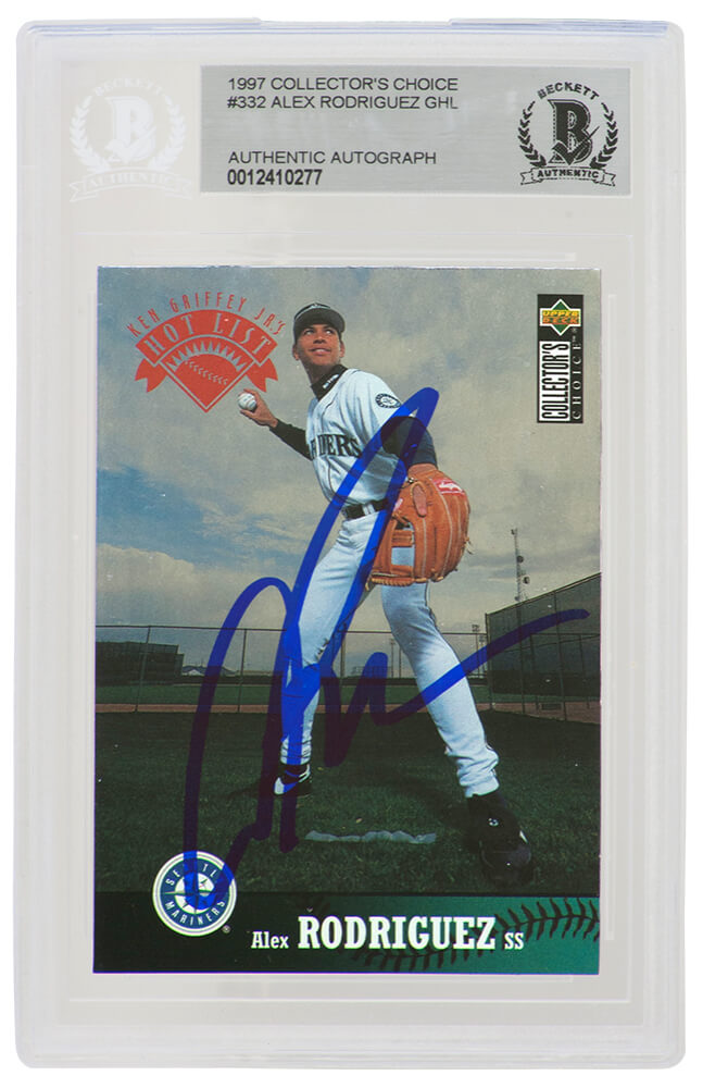 Alex Rodriguez Signed Mariners 1997 Upper Deck Collector's Choice Hot List Baseball Card #332  - (Beckett Encapsulated) - RODCAR104 - Alex Rodriguez Signed Mariners 1997 Upper Deck Collector's Choice Hot List Baseball Card #332 - (Beckett Encapsulated) product image