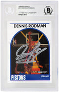 Dennis Rodman Signed Detroit Pistons 1989-90 NBA Hoops Basketball Card #211 - (Beckett Encapsulated) - RODCAR204 - Dennis Rodman Signed Detroit Pistons 1989-90 NBA Hoops Basketball Card #211 - (Beckett Encapsulated) product image