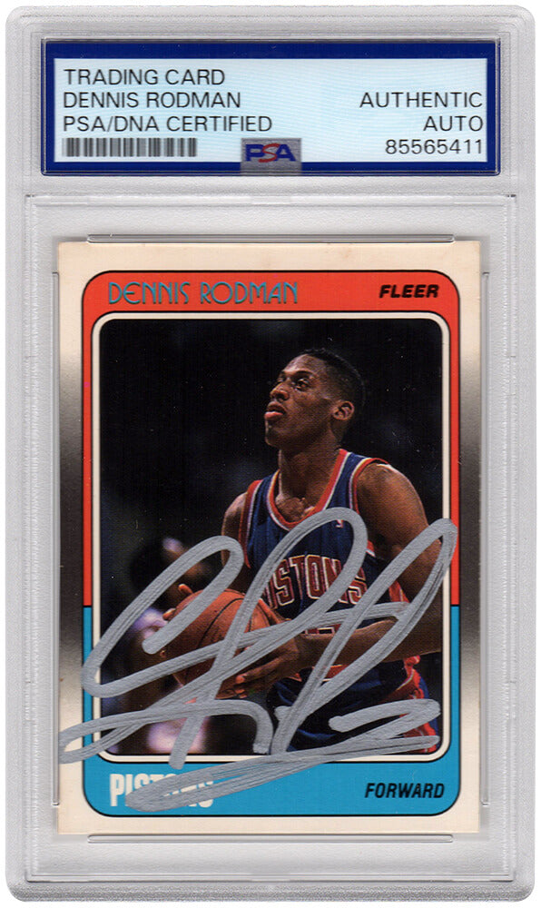 Dennis Rodman Signed Detroit Pistons 1988 Fleer Rookie Basketball Card #43 - (PSA/DNA Encapsulated) - RODCAR205 - Dennis Rodman Signed Detroit Pistons 1988 Fleer Rookie Basketball Card #43 - (PSA/DNA Encapsulated) product image