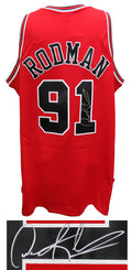 Dennis Rodman Signed Chicago Bulls Red Mitchell & Ness NBA Swingman Basketball Jersey - RODJRY222 - Dennis Rodman Signed Chicago Bulls Red Mitchell & Ness NBA Swingman Basketball Jersey product image