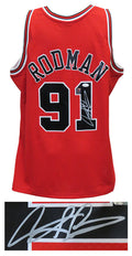 Dennis Rodman Signed Chicago Bulls Red M&N NBA Swingman Basketball Jersey (JSA) - RODJRY224 - Dennis Rodman Signed Chicago Bulls Red M&N NBA Swingman Basketball Jersey (JSA) product image