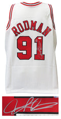 Dennis Rodman Signed Chicago Bulls White M&N NBA Swingman Basketball Jersey (JSA) - RODJRY225 - Dennis Rodman Signed Chicago Bulls White M&N NBA Swingman Basketball Jersey (JSA) product image