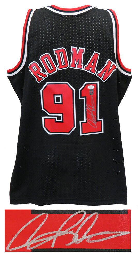 Dennis Rodman Signed Chicago Bulls Black M&N NBA Swingman Basketball Jersey (JSA) - RODJRY226 - Dennis Rodman Signed Chicago Bulls Black M&N NBA Swingman Basketball Jersey (JSA) product image