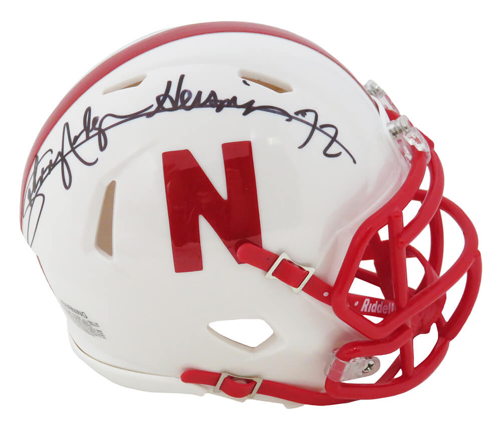 Johnny Rodgers Signed Nebraska Cornhuskers Riddell Speed Mini Helmet w/Heisman'72 - RODMIN310 - Johnny Rodgers Signed Nebraska Cornhuskers Riddell Speed Mini Helmet w/Heisman'72 product image