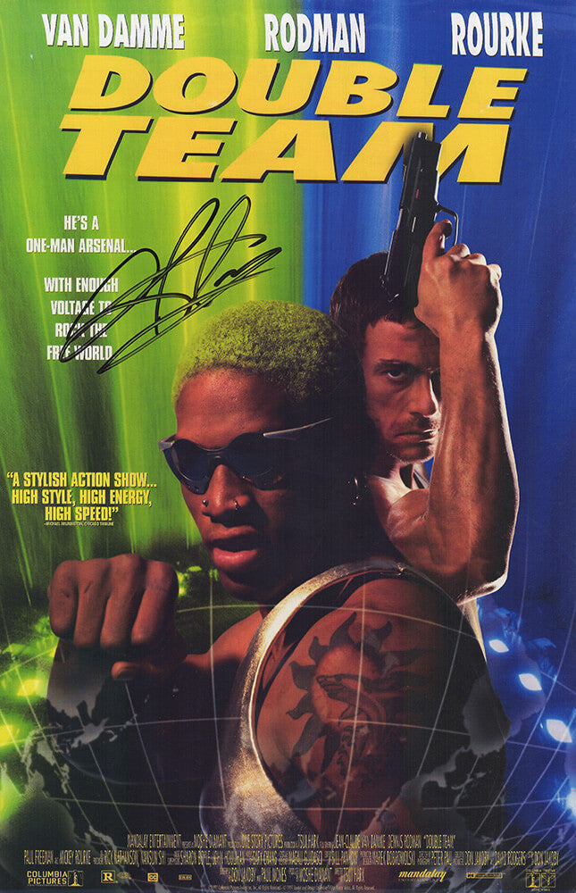 Dennis Rodman Signed Double Team Blue & Green 11x17 Movie Poster - RODPST201 - Dennis Rodman Signed Double Team Blue & Green 11x17 Movie Poster product image