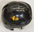 Jeremy Roenick Signed Chicago Blackhawks Black Hockey Mini Helmet w/513 Goals - ROEMIN400 - Jeremy Roenick Signed Chicago Blackhawks Black Hockey Mini Helmet w/513 Goals product image