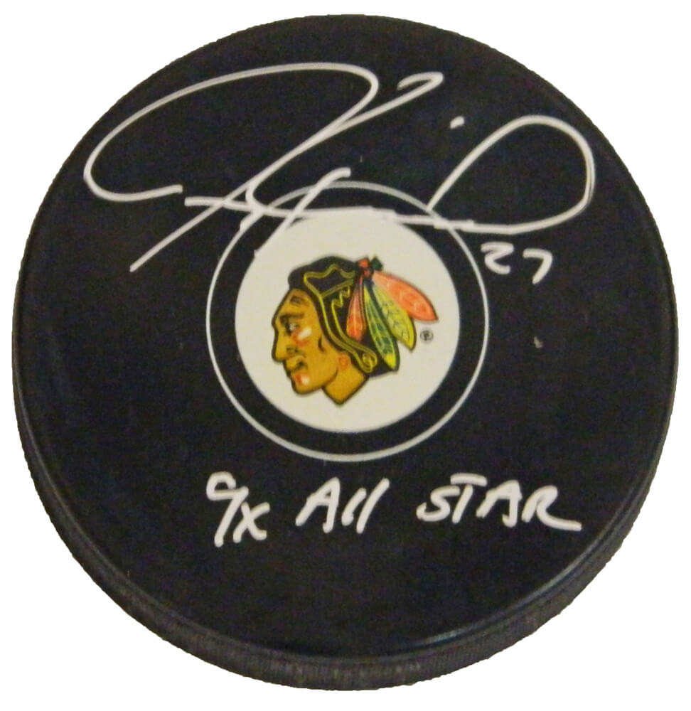 Jeremy Roenick Signed Blackhawks Logo Hockey Puck w/9x All Star - ROEPUC407 - Jeremy Roenick Signed Blackhawks Logo Hockey Puck w/9x All Star product image