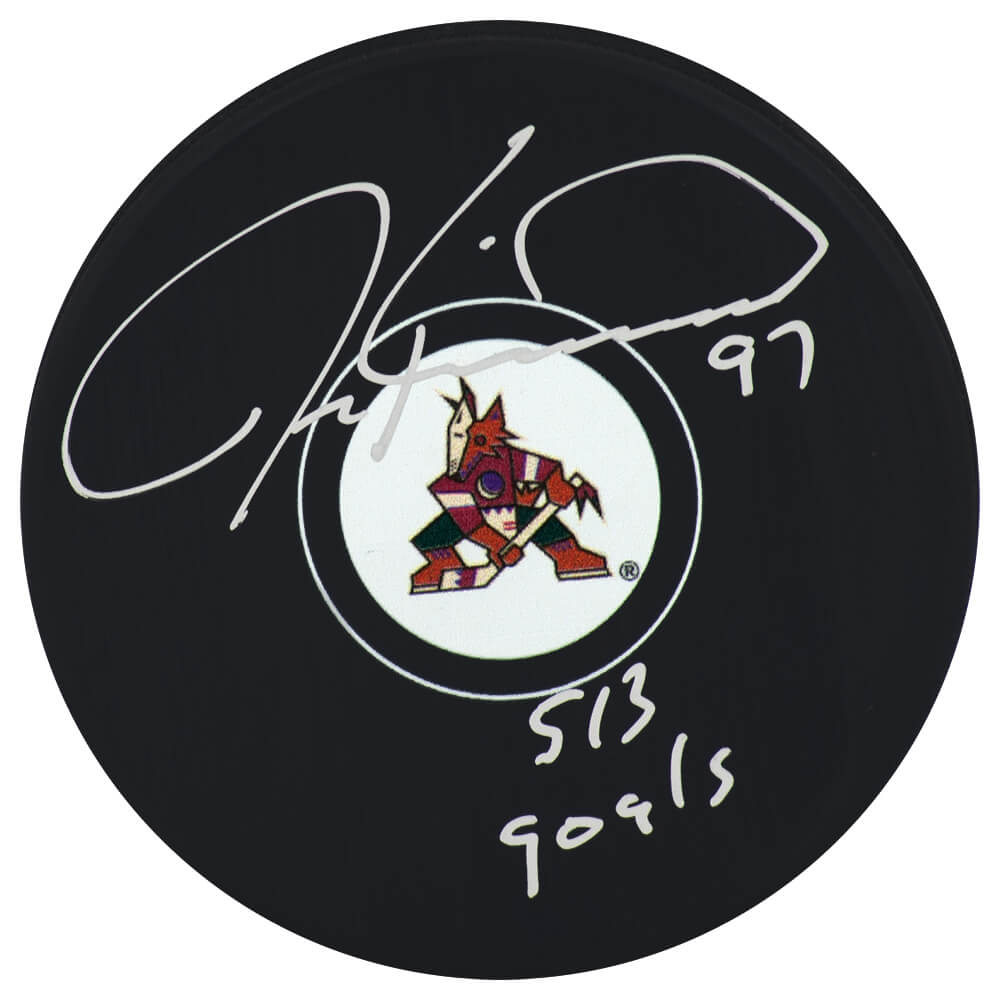 Jeremy Roenick Signed Arizona Coyotes Logo Hockey Puck w/513 Goals - ROEPUC411 - Jeremy Roenick Signed Arizona Coyotes Logo Hockey Puck w/513 Goals product image