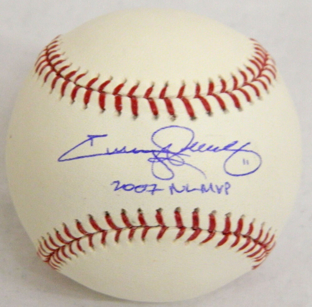 Jimmy Rollins Signed Official MLB Baseball w/2007 NL MVP - ROLBSB101 - Jimmy Rollins Signed Official MLB Baseball w/2007 NL MVP product image