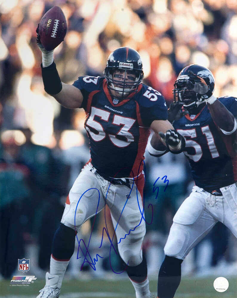 Bill Romanowski Signed Denver Broncos Holding Football 16x20 Photo - ROM16P321 - Bill Romanowski Signed Denver Broncos Holding Football 16x20 Photo product image