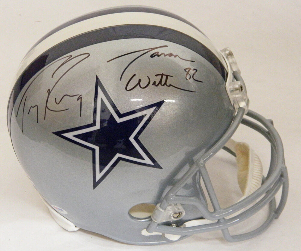 Tony Romo & Jason Witten Dual Signed Dallas Cowboys Riddell Full Size Replica Helmet - ROMREP310 - Tony Romo & Jason Witten Dual Signed Dallas Cowboys Riddell Full Size Replica Helmet product image