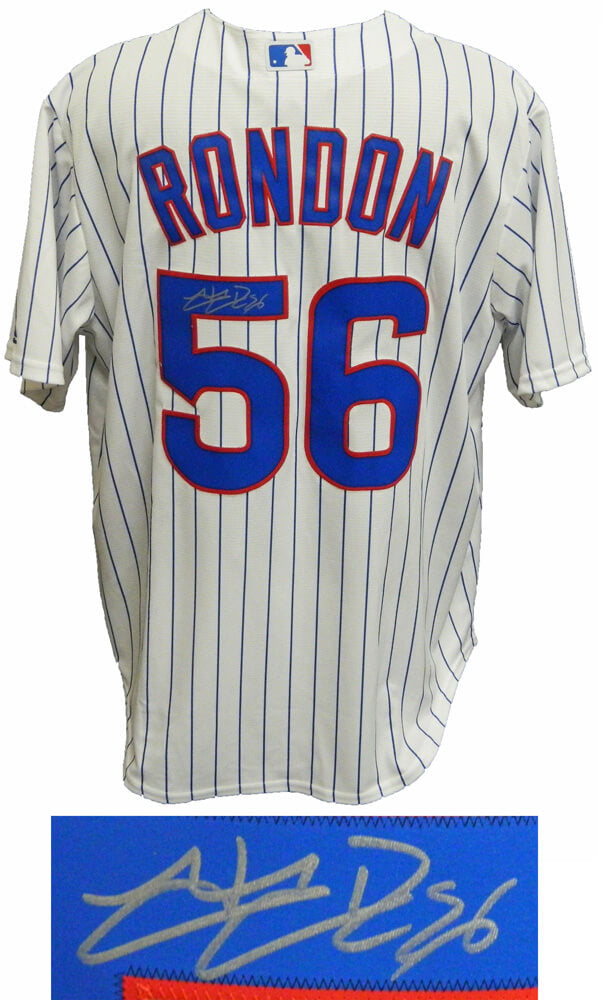 Hector Rondon Signed Chicago Cubs White Pinstripe Majestic Replica Jersey - RONJRY102 - Hector Rondon Signed Chicago Cubs White Pinstripe Majestic Replica Jersey product image