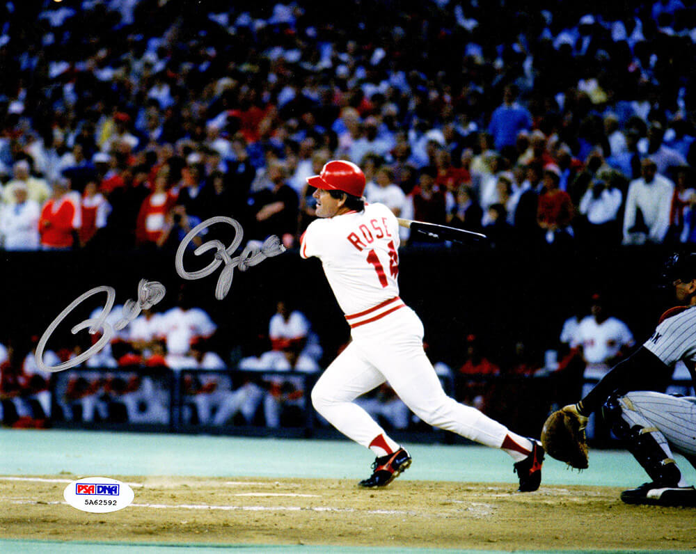Pete Rose Signed Cincinnati Reds Swinging 8x10 Photo (PSA/DNA) - ROS08P102MYS - Pete Rose Signed Cincinnati Reds Swinging 8x10 Photo (PSA/DNA) product image