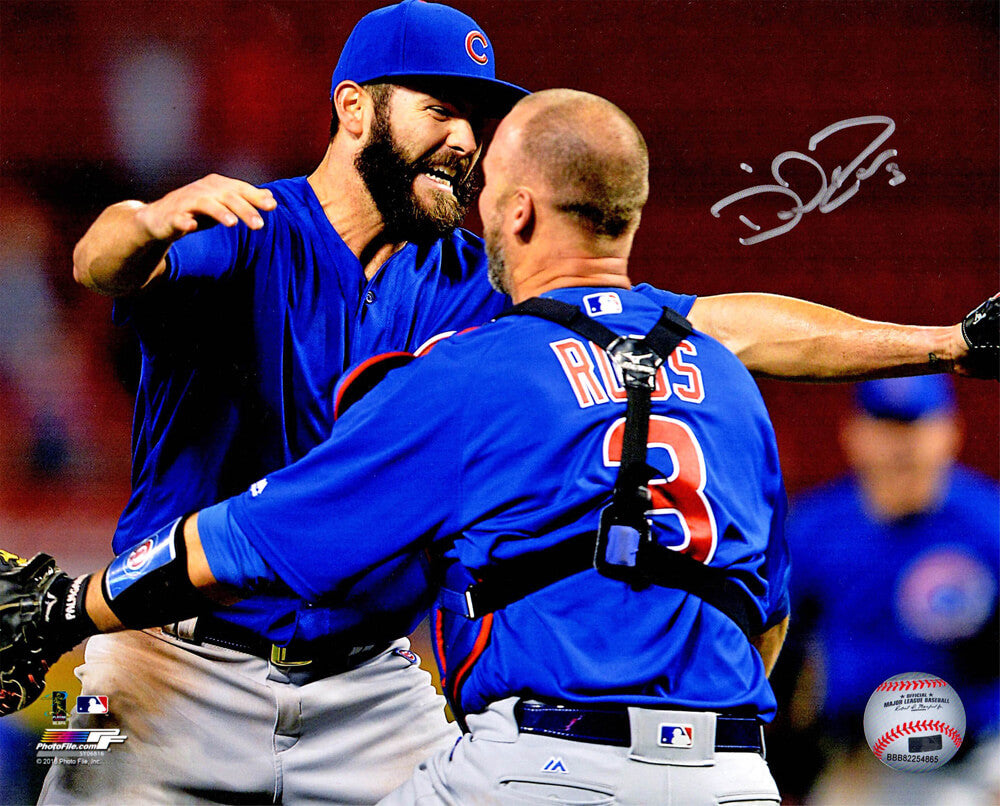 David Ross Signed Chicago Cubs Jake Arrieta's No Hitter Celebration Hug 8x10 Photo - ROS08P110 - David Ross Signed Chicago Cubs Jake Arrieta's No Hitter Celebration Hug 8x10 Photo product image