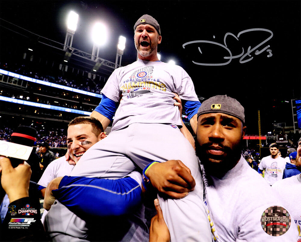 David Ross Signed Chicago Cubs 2016 World Series Carried Off Field 8x10 Photo - ROS08P118 - David Ross Signed Chicago Cubs 2016 World Series Carried Off Field 8x10 Photo product image