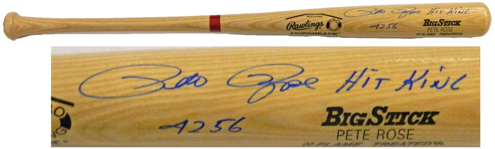 Pete Rose Signed Adirondack Blonde Name-Engraved Big Stick Bat w/Hit King 4256 - ROSBAT100 - Pete Rose Signed Adirondack Blonde Name-Engraved Big Stick Bat w/Hit King 4256 product image