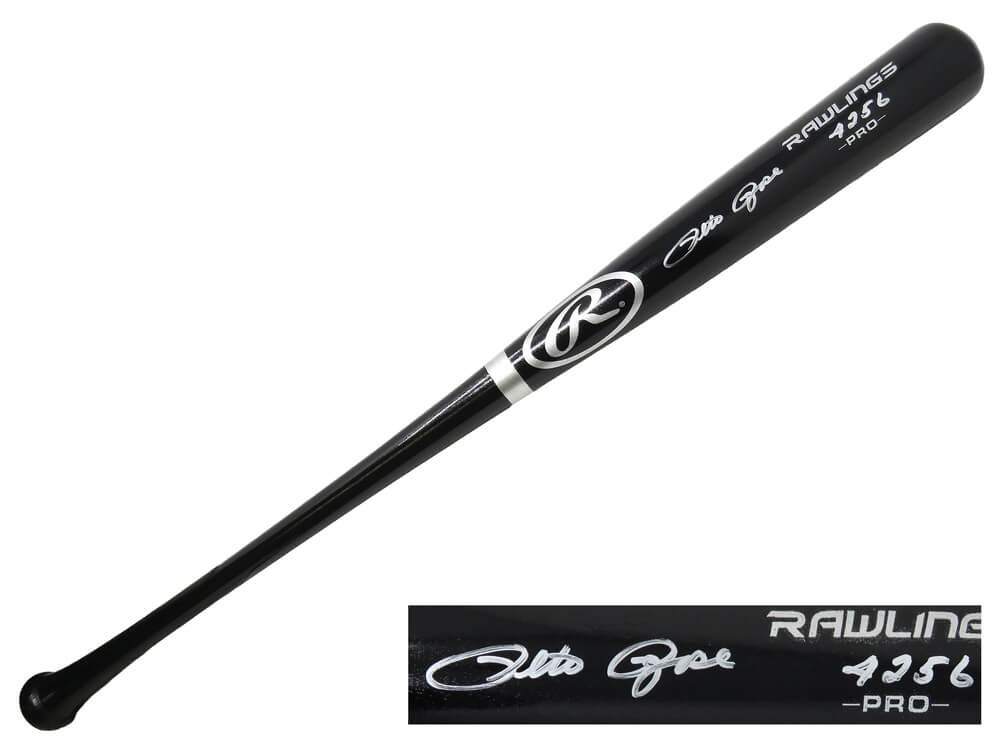 Pete Rose Signed Rawlings Pro Black Baseball Bat w/4256 - ROSBAT104 - Pete Rose Signed Rawlings Pro Black Baseball Bat w/4256 product image