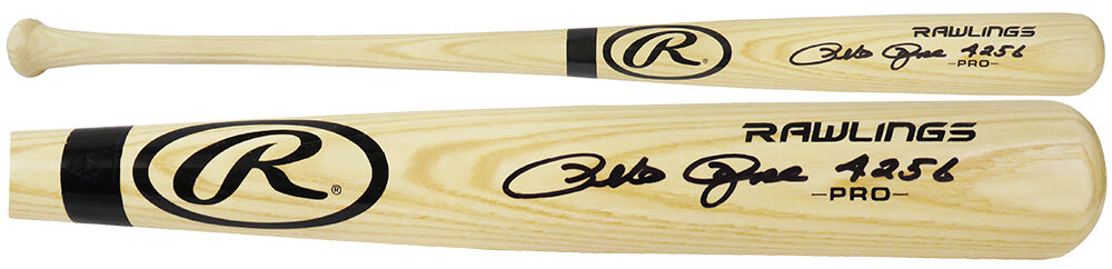 Pete Rose Signed Rawlings Pro Blonde Black Ring Baseball Bat w/4256 - ROSBAT108 - Pete Rose Signed Rawlings Pro Blonde Black Ring Baseball Bat w/4256 product image