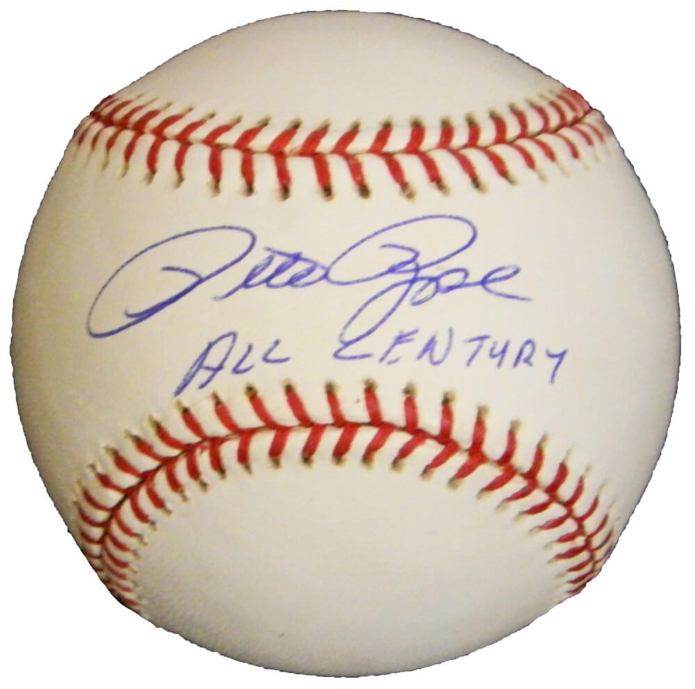 Pete Rose Signed Rawlings Official MLB Baseball w/All Century - ROSBSB124 - Pete Rose Signed Rawlings Official MLB Baseball w/All Century product image