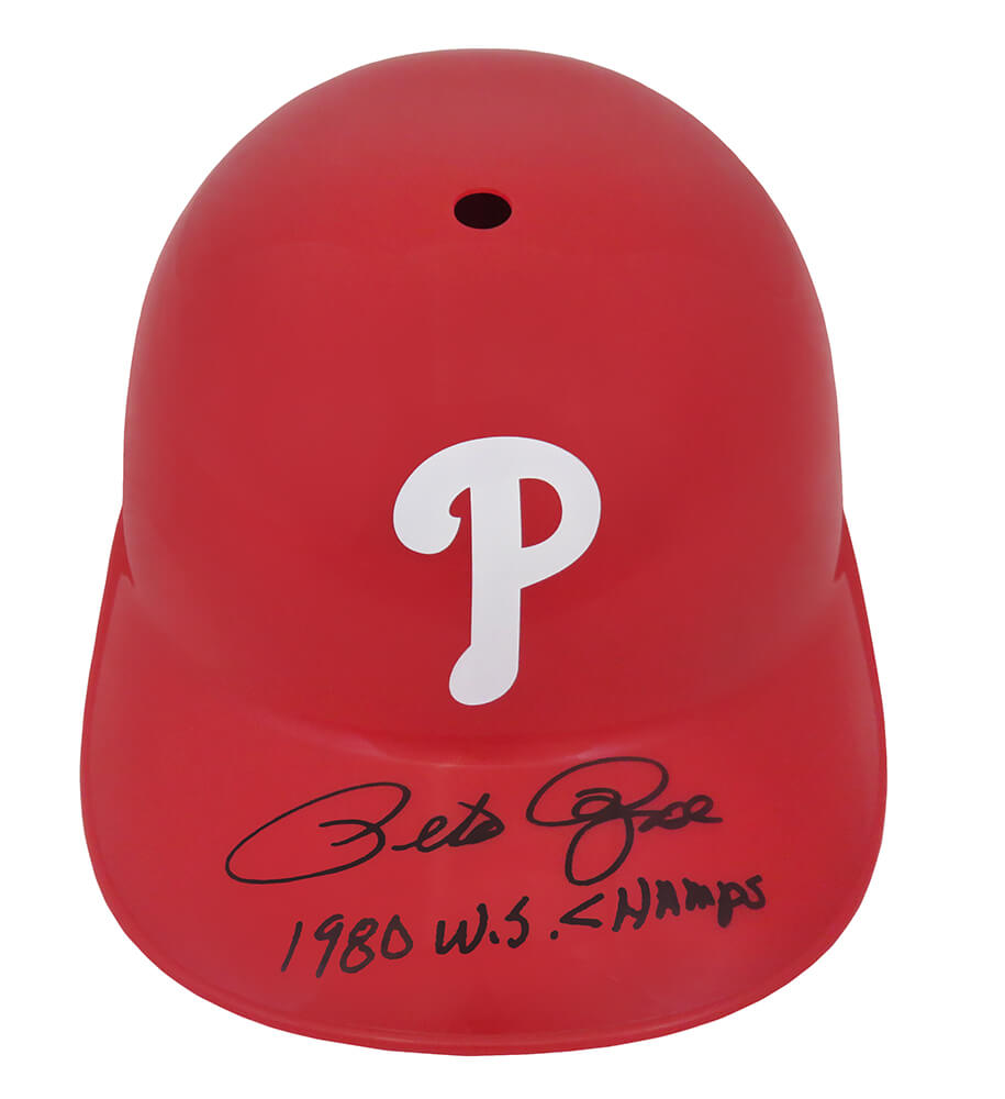 Pete Rose Signed Philadelphia Phillies Souvenir Replica Batting Helmet w/1980 WS Champs - ROSBTH112 - Pete Rose Signed Philadelphia Phillies Souvenir Replica Batting Helmet w/1980 WS Champs product image
