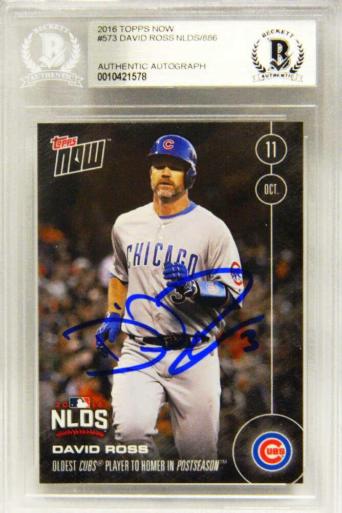 David Ross Signed Chicago Cubs 2016 Topps Now Card #573 (Beckett Encapsulated) - ROSCAR111 - David Ross Signed Chicago Cubs 2016 Topps Now Card #573 (Beckett Encapsulated) product image