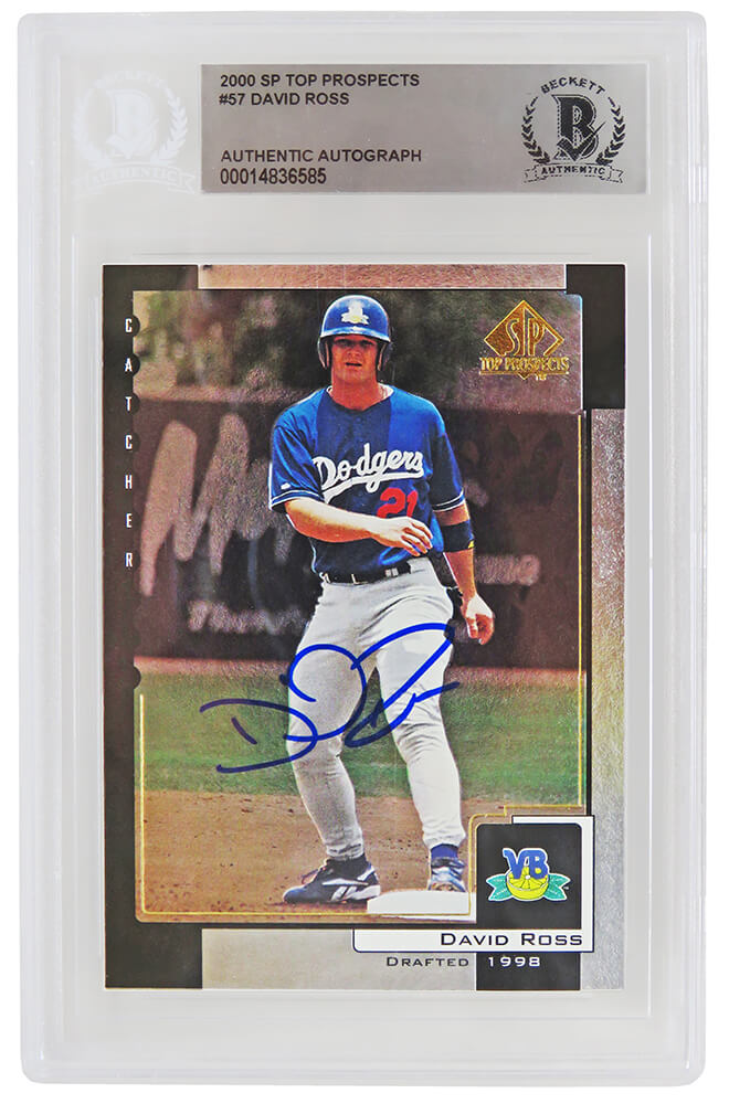 David Ross Signed Dodgers 2000 SP Top Prospect Rookie Baseball Card #57 - (Beckett Encapsulated) - ROSCAR120 - David Ross Signed Dodgers 2000 SP Top Prospect Rookie Baseball Card #57 - (Beckett Encapsulated) product image