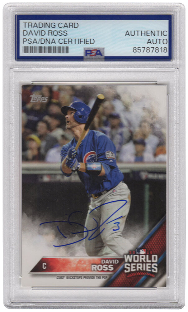 David Ross Signed Chicago Cubs 2016 Topps Now World Series Champions Trading Card #WS-13 - (PSA Encapsulated) - ROSCAR123 - David Ross Signed Chicago Cubs 2016 Topps Now World Series Champions Trading Card #WS-13 - (PSA Encapsulated) product image