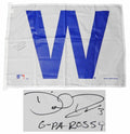 David Ross Signed Chicago Cubs 27x37 White W Flag w/G-Pa Rossy - ROSFLG101 - David Ross Signed Chicago Cubs 27x37 White W Flag w/G-Pa Rossy product image