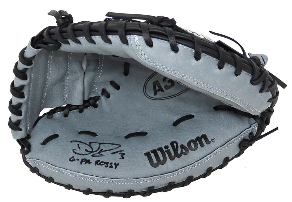 David Ross Signed Wilson Silver & Black Catchers Glove w/G-Pa Rossy - ROSGLV108 - David Ross Signed Wilson Silver & Black Catchers Glove w/G-Pa Rossy product image