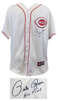 Pete Rose Signed Cincinnati Reds White Majestic Replica Baseball Jersy w/Hit King - ROSJRY101 - Pete Rose Signed Cincinnati Reds White Majestic Replica Baseball Jersy w/Hit King product image