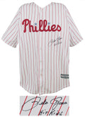 Pete Rose Signed Philadelphia Phillies White Majestic Replica Baseball Jersey w/Hit King - ROSJRY102 - Pete Rose Signed Philadelphia Phillies White Majestic Replica Baseball Jersey w/Hit King product image