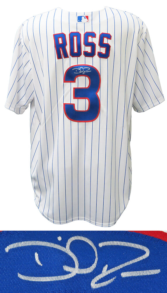 David Ross Signed Chicago Cubs White Pinstripe Majestic Replica Baseball Jersey - ROSJRY118 - David Ross Signed Chicago Cubs White Pinstripe Majestic Replica Baseball Jersey product image
