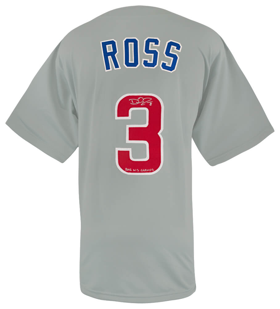 David Ross Signed Grey Custom Baseball Jersey w/2016 WS Champs - ROSJRY122 - David Ross Signed Grey Custom Baseball Jersey w/2016 WS Champs product image