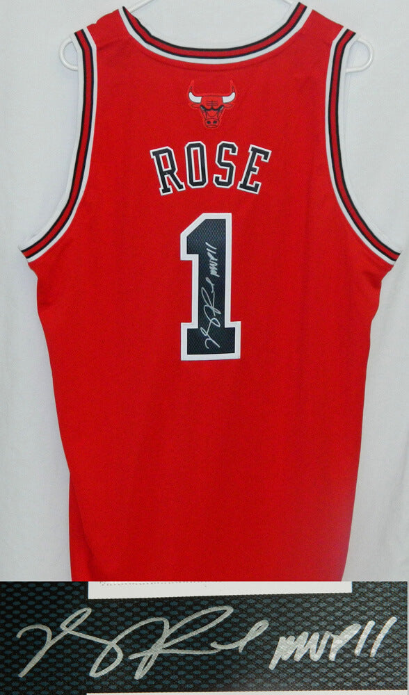 Derrick Rose Signed Bulls Red Swingman Jersey w/MVP 11 - ROSJRY201 - Derrick Rose Signed Bulls Red Swingman Jersey w/MVP 11 product image