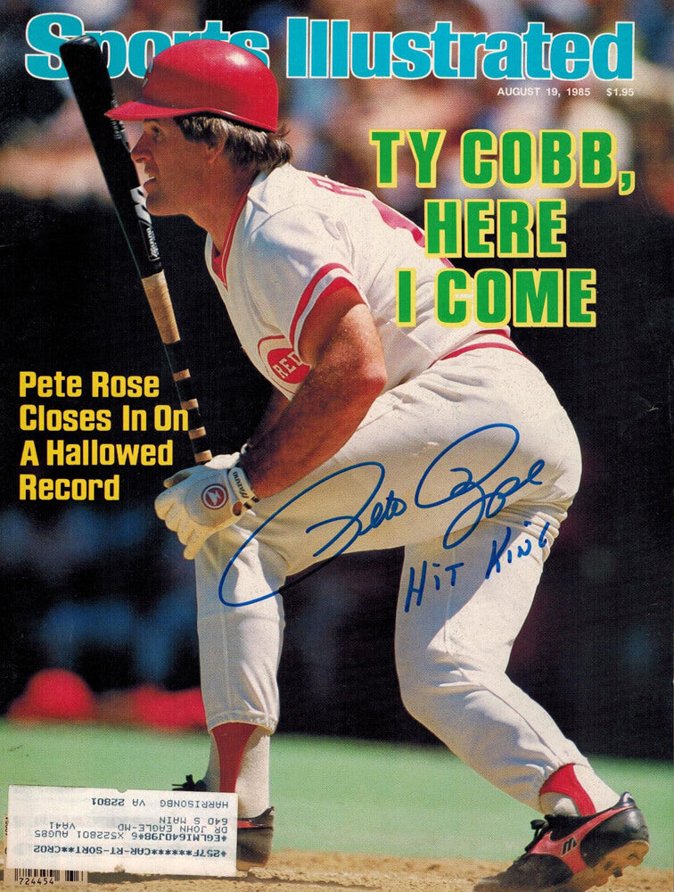Pete Rose Reds Signed "Ty Cobb, Here I Come" Sports Illustrated 8/19/85 Issue w/Hit King - ROSMAG100 - Pete Rose Reds Signed "Ty Cobb, Here I Come" Sports Illustrated 8/19/85 Issue w/Hit King product image