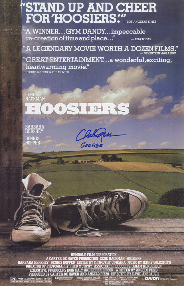 Chelcie Ross Signed Hoosiers 11x17 Movie Poster w/George - ROSPST501 - Chelcie Ross Signed Hoosiers 11x17 Movie Poster w/George product image