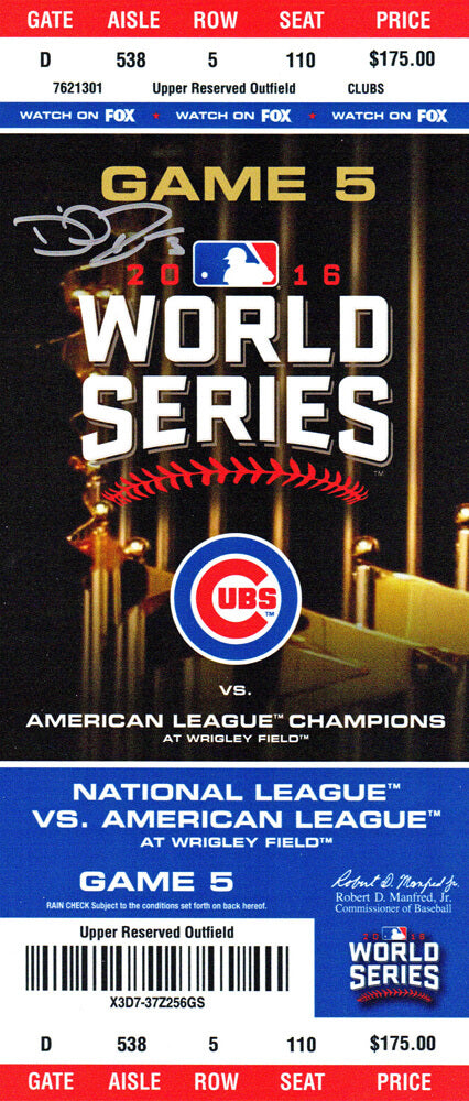 David Ross Signed Chicago Cubs 2016 World Series Game 5 4x14 Mini Mega Ticket - ROSTIC100 - David Ross Signed Chicago Cubs 2016 World Series Game 5 4x14 Mini Mega Ticket product image
