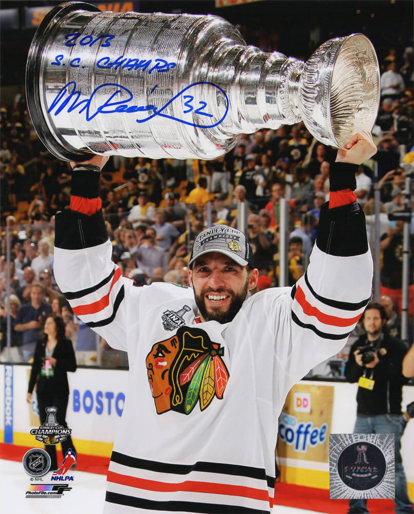 Michal Rozsival Signed Chicago Blackhawks 2013 Stanley Cup Trophy 8x10 Photo w/2013 SC Champs - ROZ08P401 - Michal Rozsival Signed Chicago Blackhawks 2013 Stanley Cup Trophy 8x10 Photo w/2013 SC Champs product image
