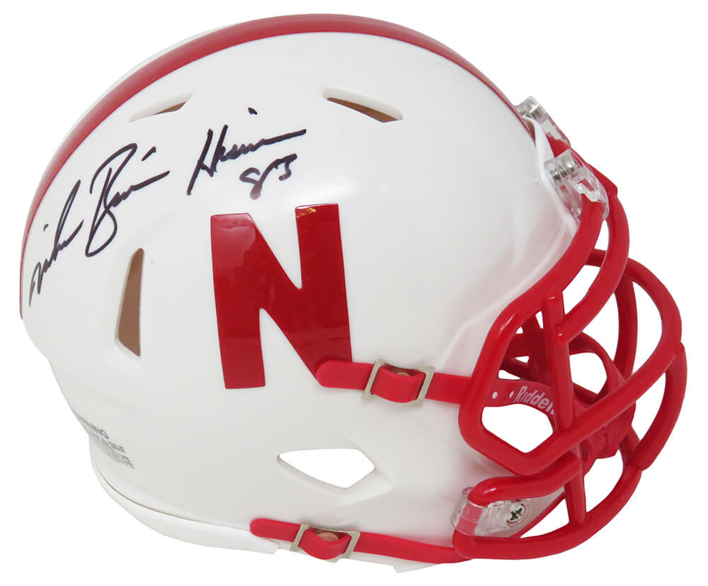 Mike Rozier Signed Nebraska Cornhuskers Riddell Speed Mini Helmet w/Heisman'83 - ROZMIN300 - Mike Rozier Signed Nebraska Cornhuskers Riddell Speed Mini Helmet w/Heisman'83 product image