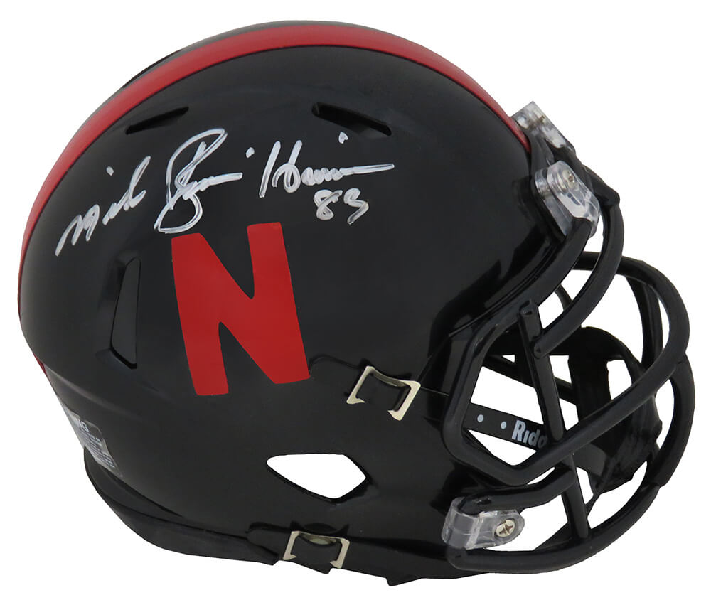 Mike Rozier Signed Nebraska Cornhuskers Black Matte Riddell Speed Mini Helmet w/Heisman'83 - ROZMIN301 - Mike Rozier Signed Nebraska Cornhuskers Black Matte Riddell Speed Mini Helmet w/Heisman'83 product image